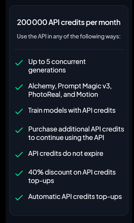 200 000 API credits per month
