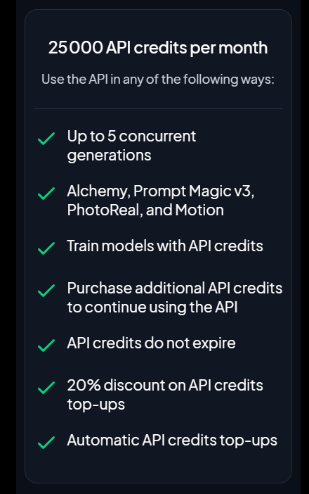 25 000 API credits per month